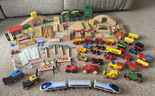 Wooden railway train set - wooden,