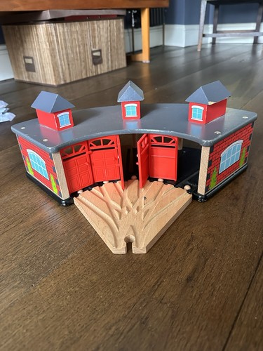 Wooden train set - wooden, roundhouse
