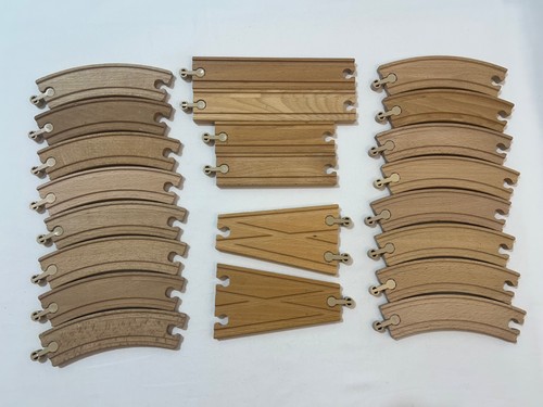 Wooden train track set - wooden, x22