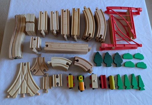 Wooden train railway bundle