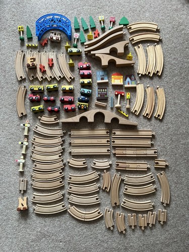 Wooden train set track - train,