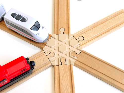 Way wooden train track - 6-way,