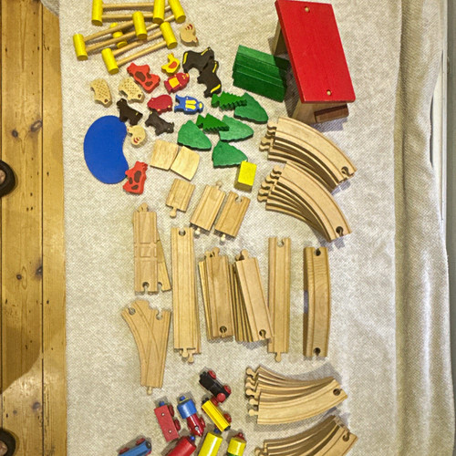 Wooden toy train - track, pieces